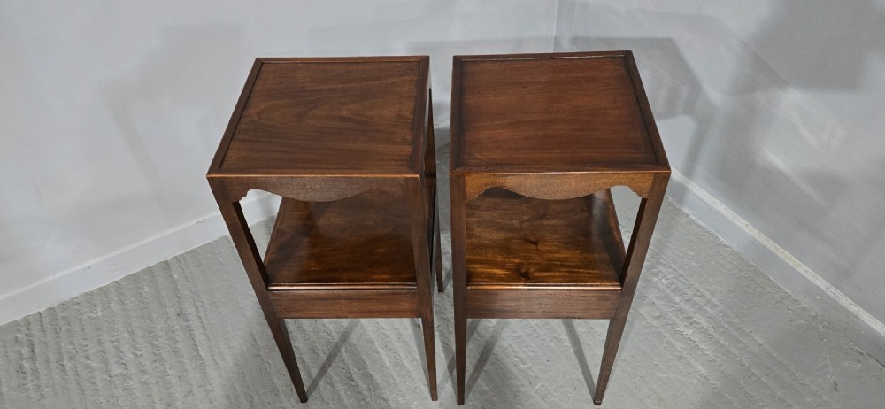 Pair Mahogany Inlaid Bedside Lamp Tables View X