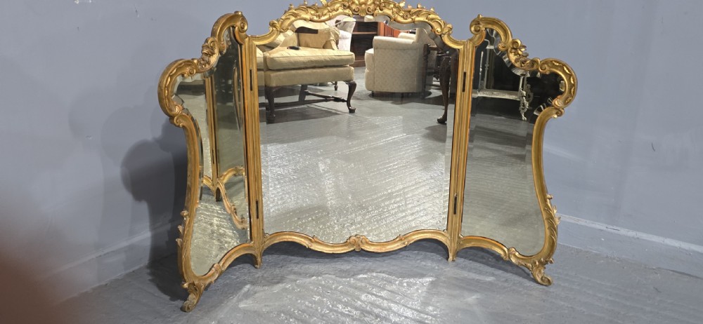 Large Gilt Triptych Dressing Table Mirror View III