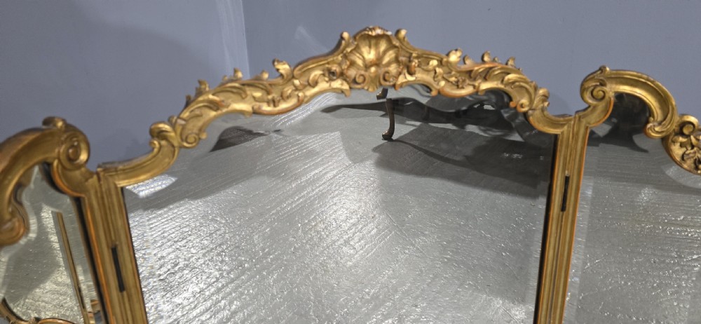 Large Gilt Triptych Dressing Table Mirror View V