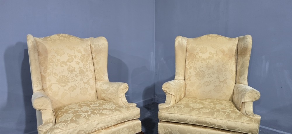 Superb Pair Mahogany Wing Library Armchairs View III