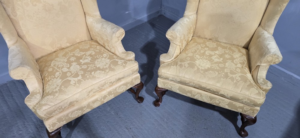 Superb Pair Mahogany Wing Library Armchairs View IV