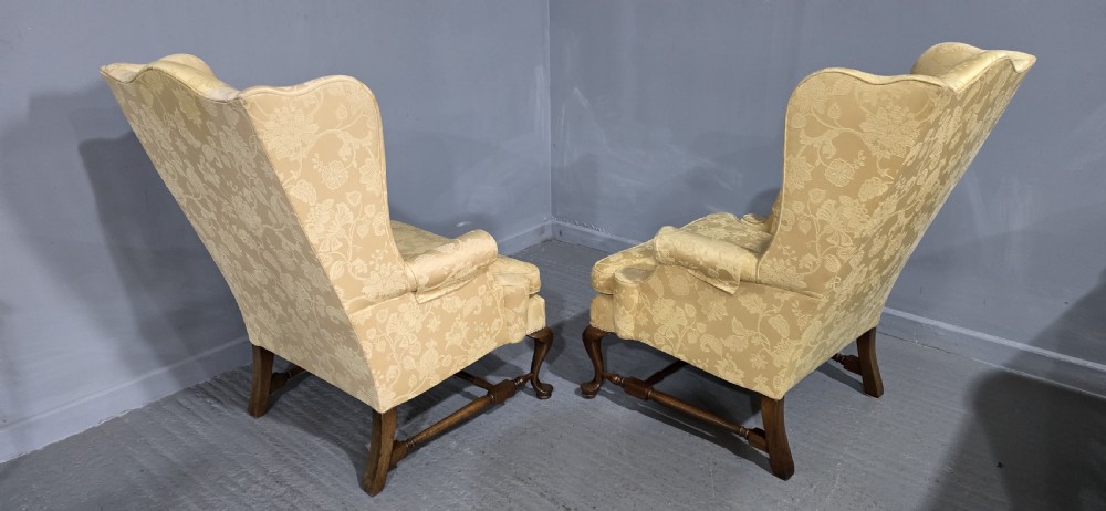 Superb Pair Mahogany Wing Library Armchairs View V