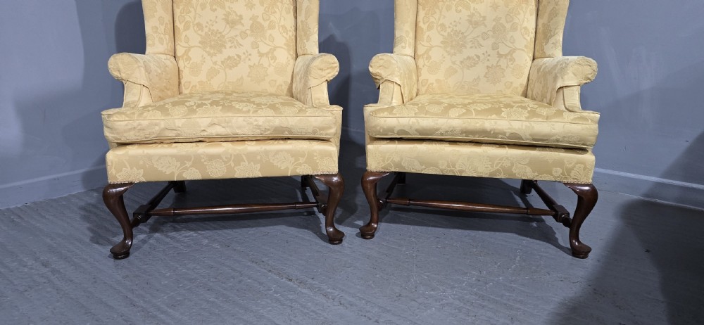 Superb Pair Mahogany Wing Library Armchairs View IX