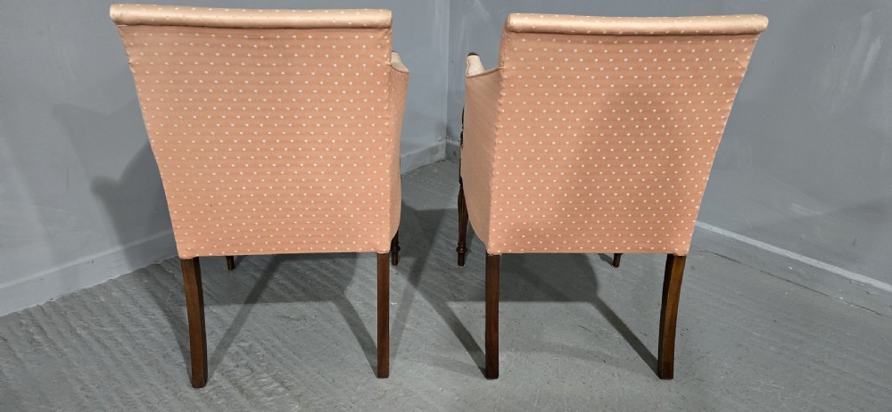 Fine Pair Mahogany Inlaid Armchairs View IX