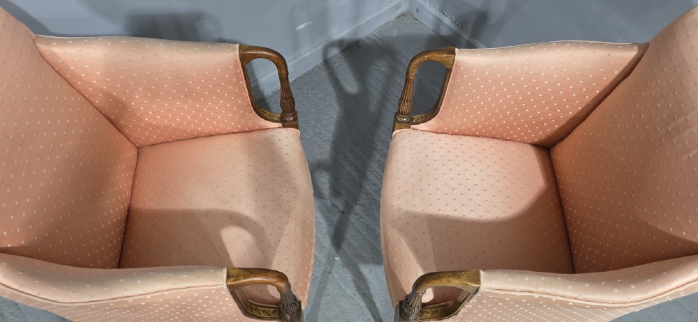 Fine Pair Mahogany Inlaid Armchairs View XI