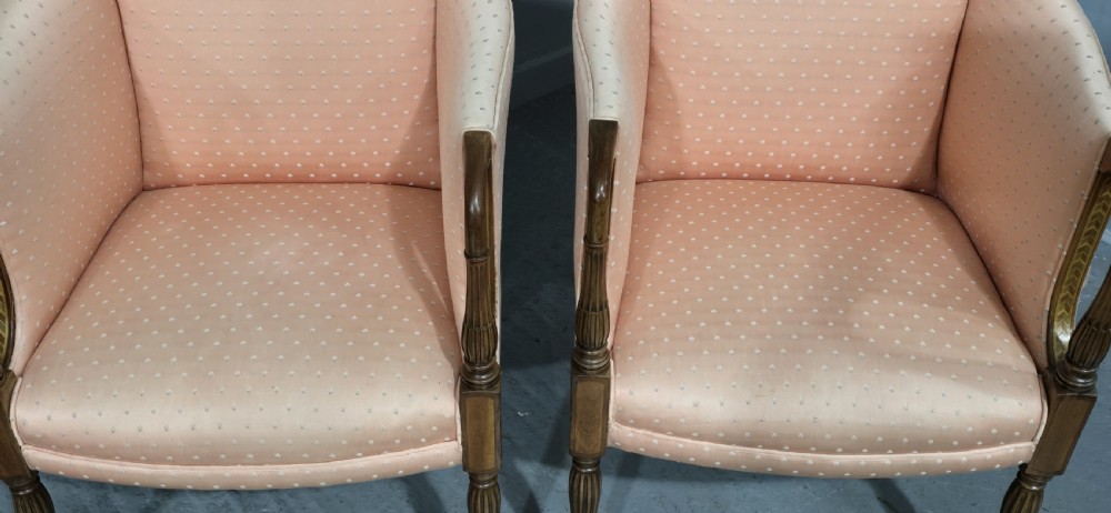 Fine Pair Mahogany Inlaid Armchairs View XII