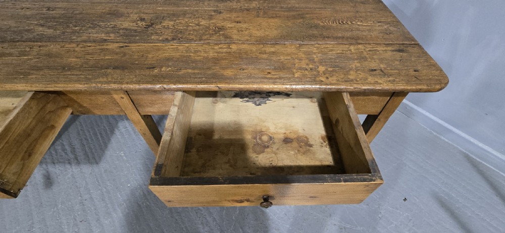 Good French Pine Refrectory Farmhouse Kitchen Dining Table View VII