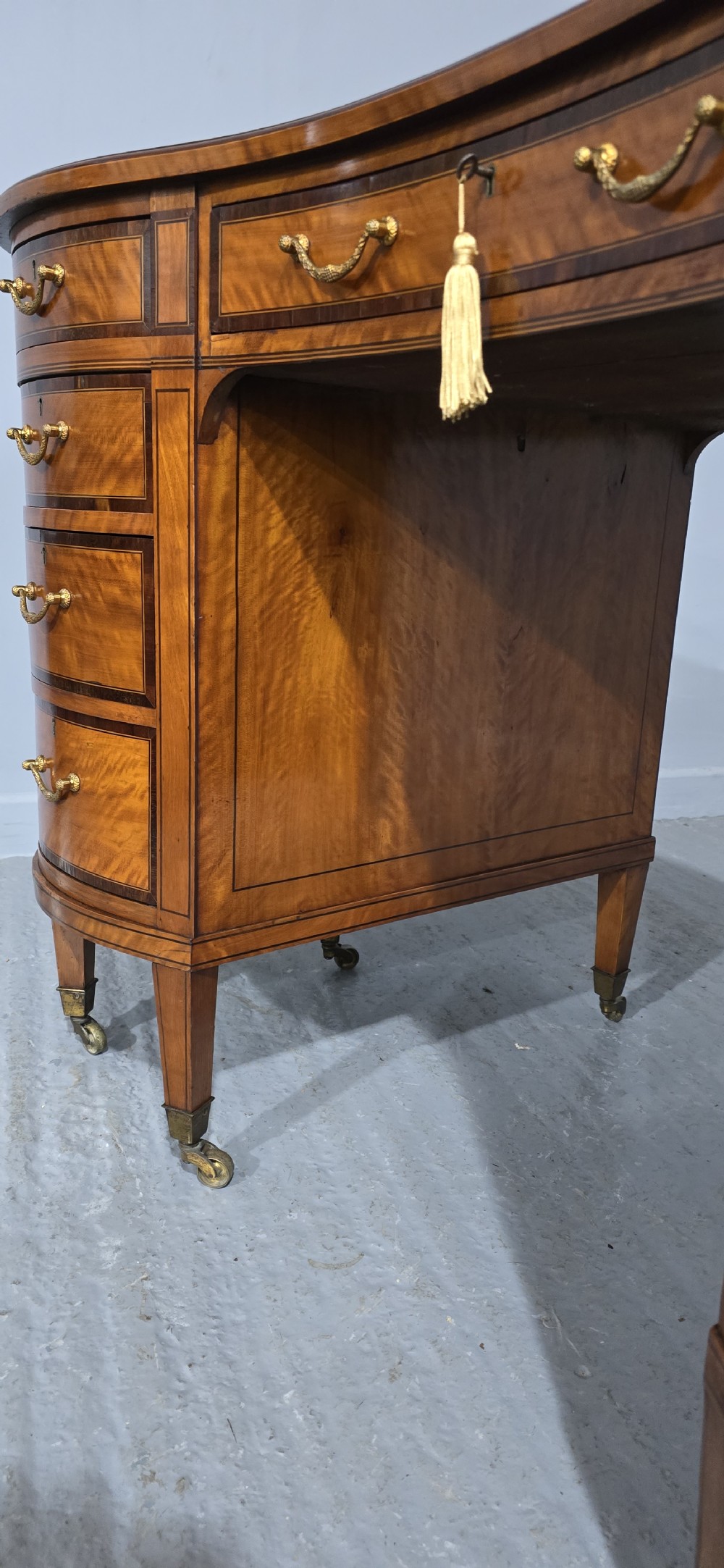 Fine English Satinwood Kidney Desk View V