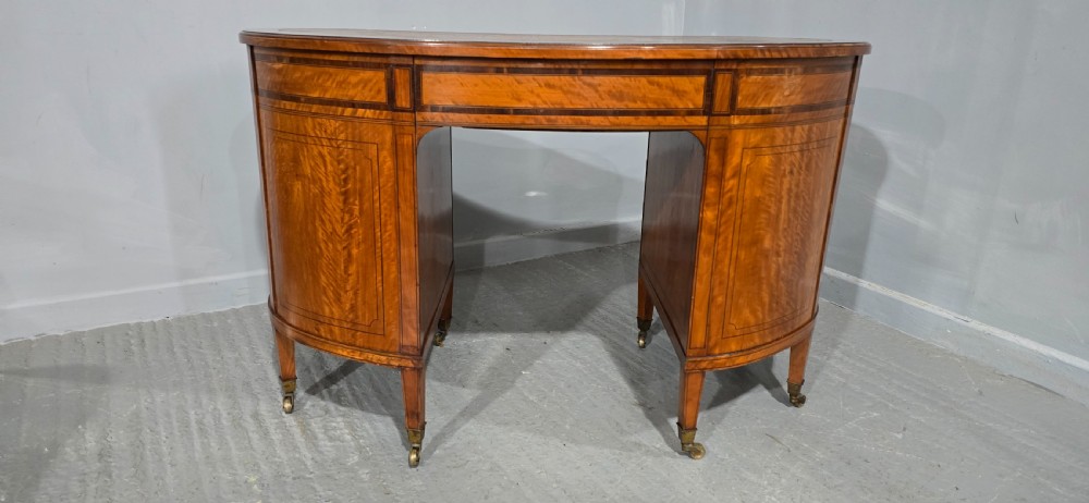 Fine English Satinwood Kidney Desk View VII