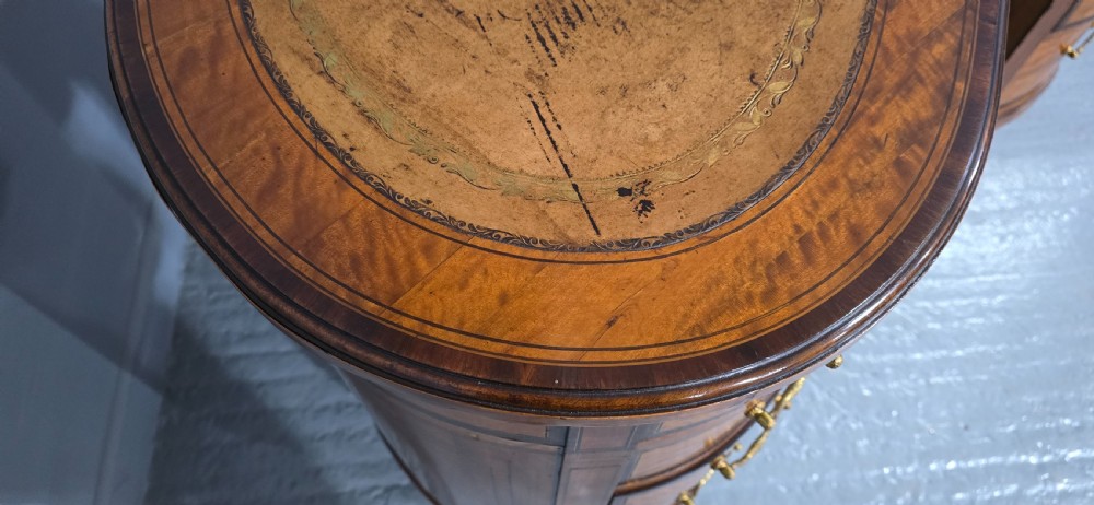 Fine English Satinwood Kidney Desk View XII