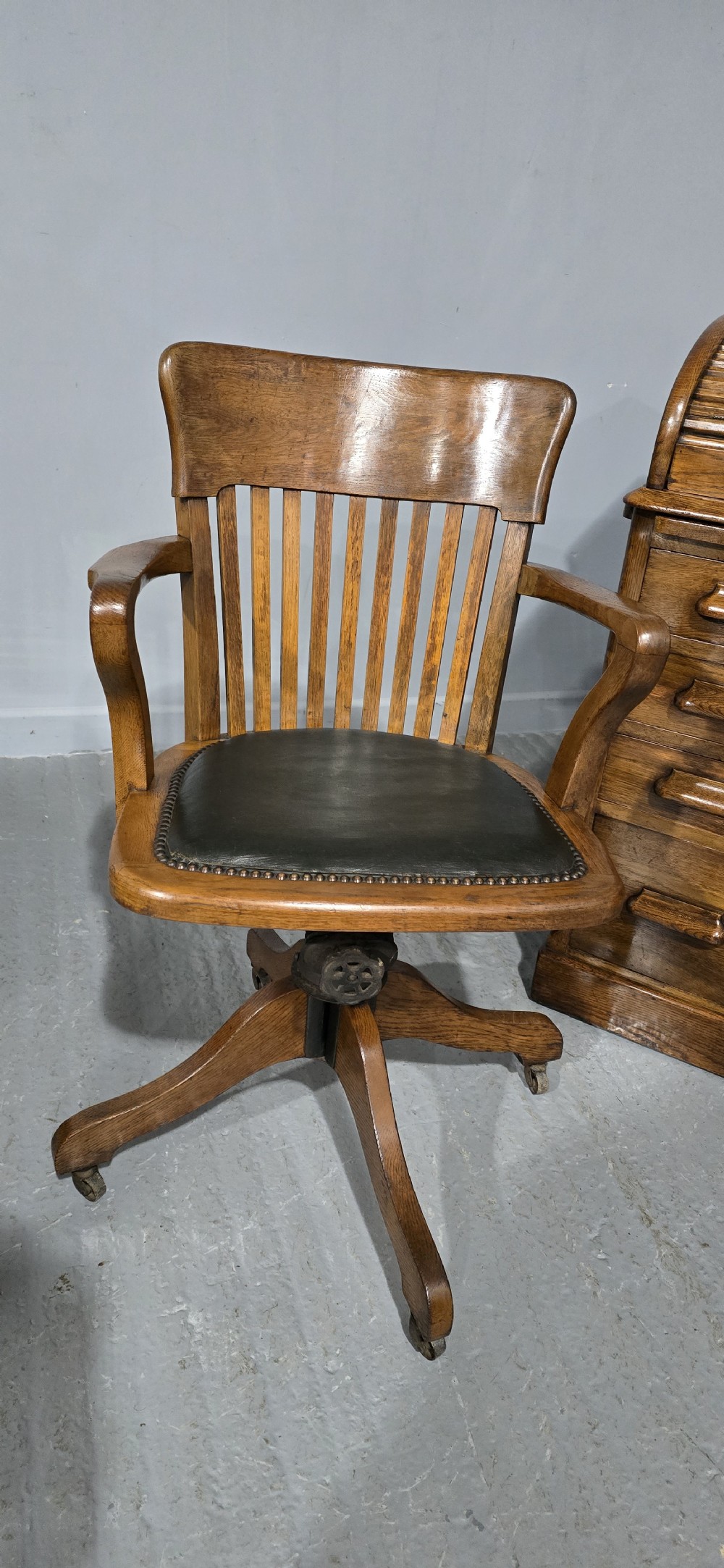 Oak Roll Top and Matching Desk Chair View III