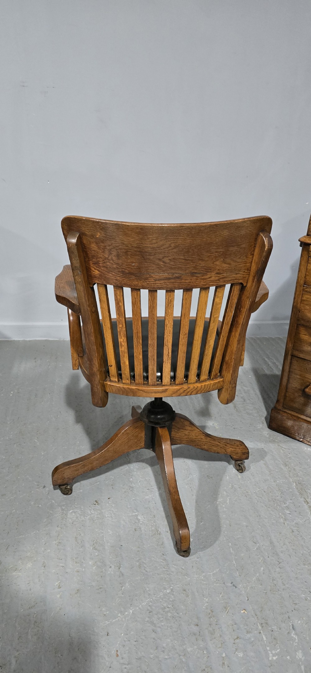 Oak Roll Top and Matching Desk Chair View V