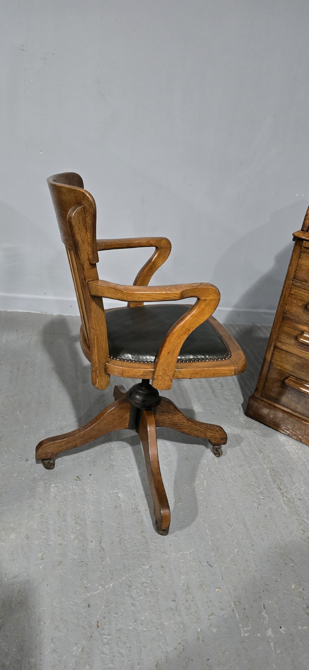 Oak Roll Top and Matching Desk Chair View VII