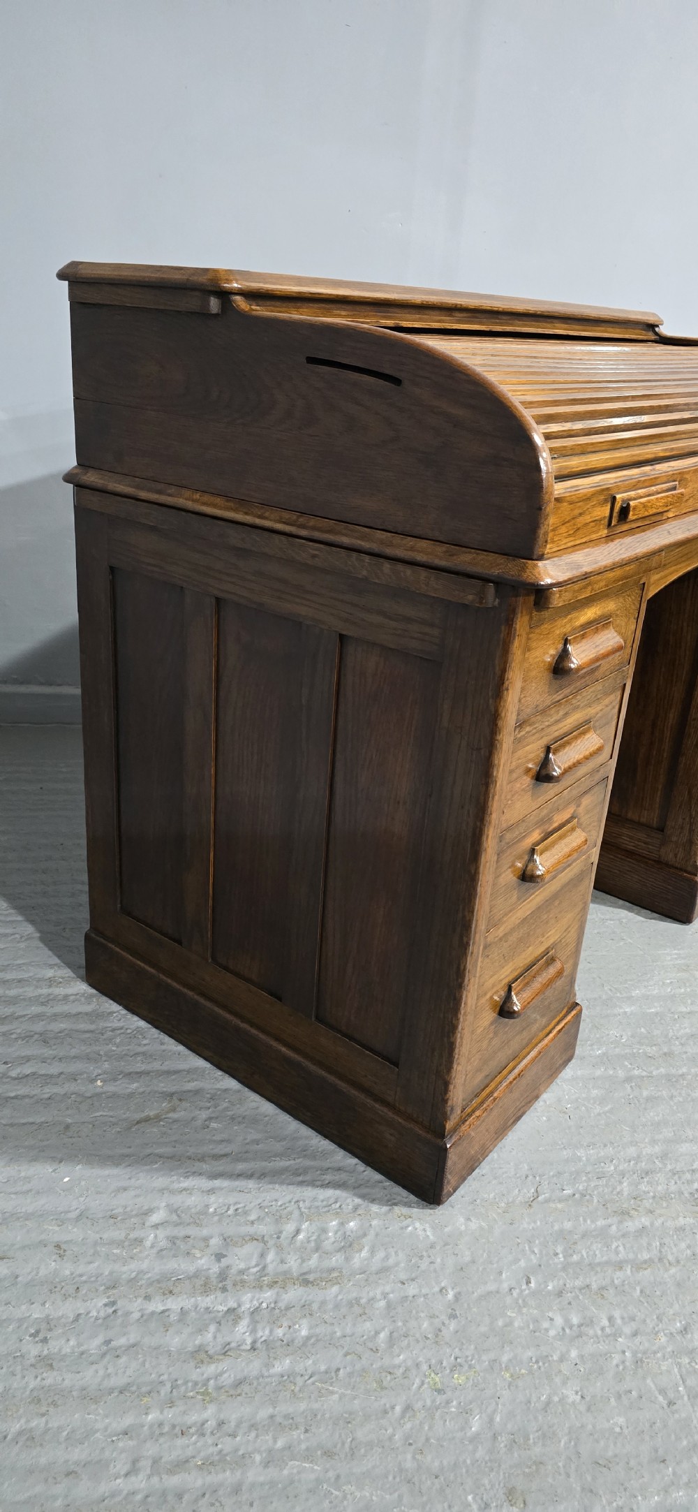 Oak Roll Top and Matching Desk Chair View XI