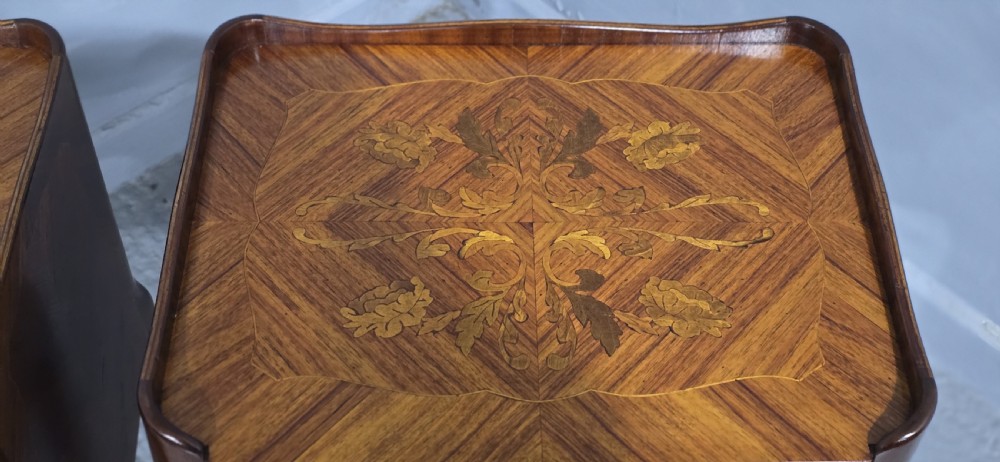 Pair French Marquetry Bedside Chests of Drawers View X