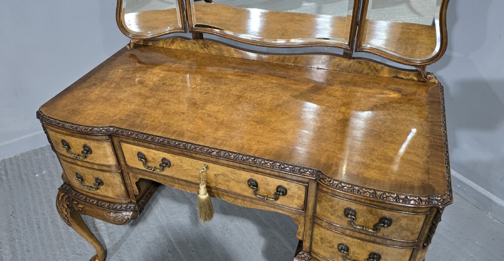 Stunning Queen Anne  Burr Walnut Dressing Table View V