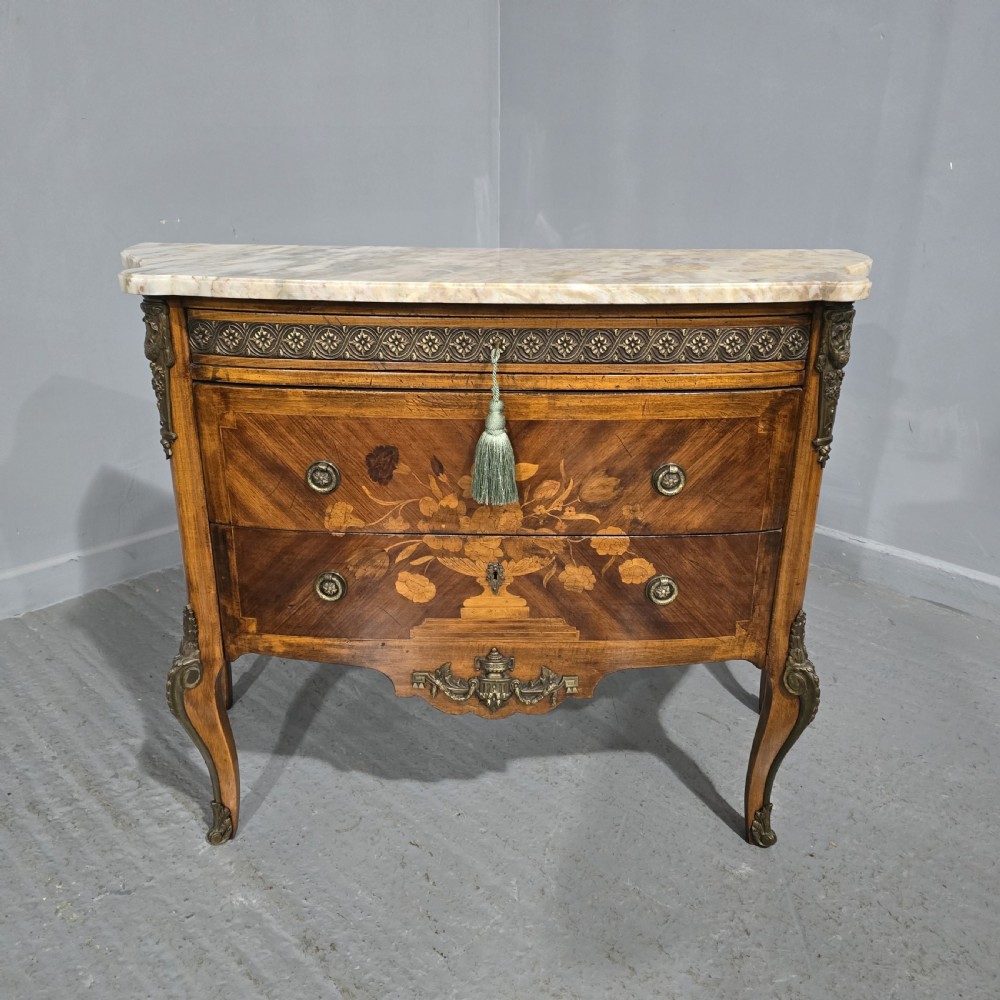Superb Bombe Inlaid  Walnut Commode Chest of Drawers View II