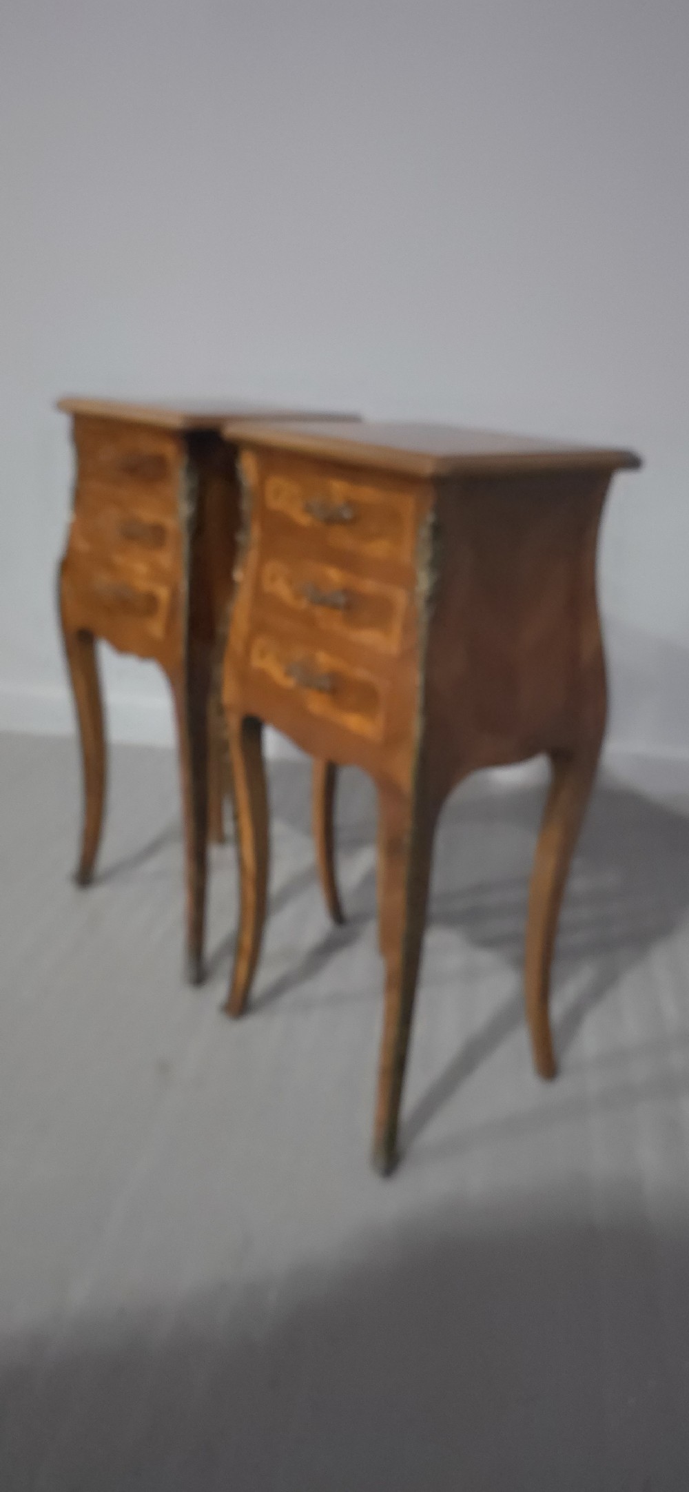 Pair French Bedside Lamp Chests of Drawers View VIII