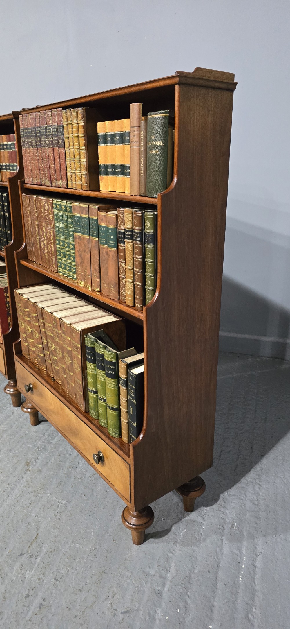 Pair Mahogany Waterfall Bookcases View VI