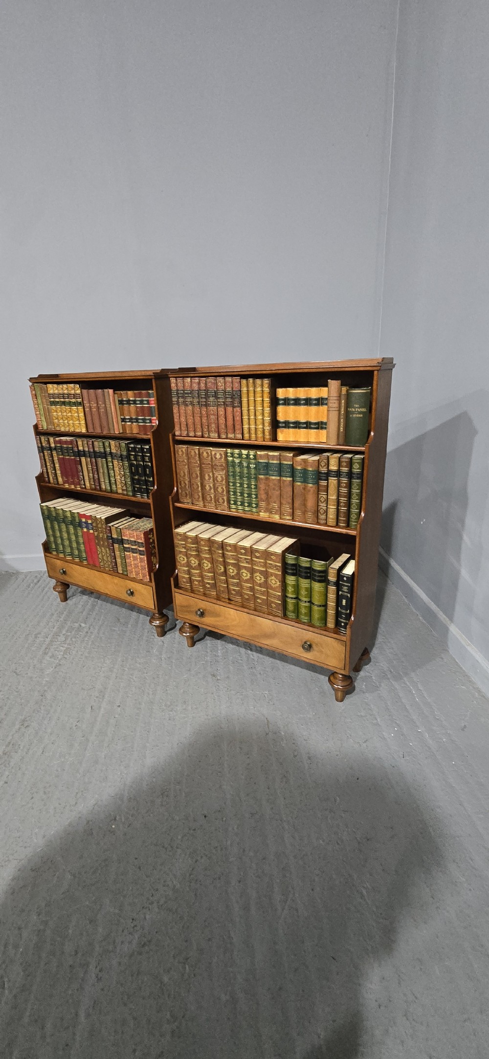 Pair Mahogany Waterfall Bookcases View X