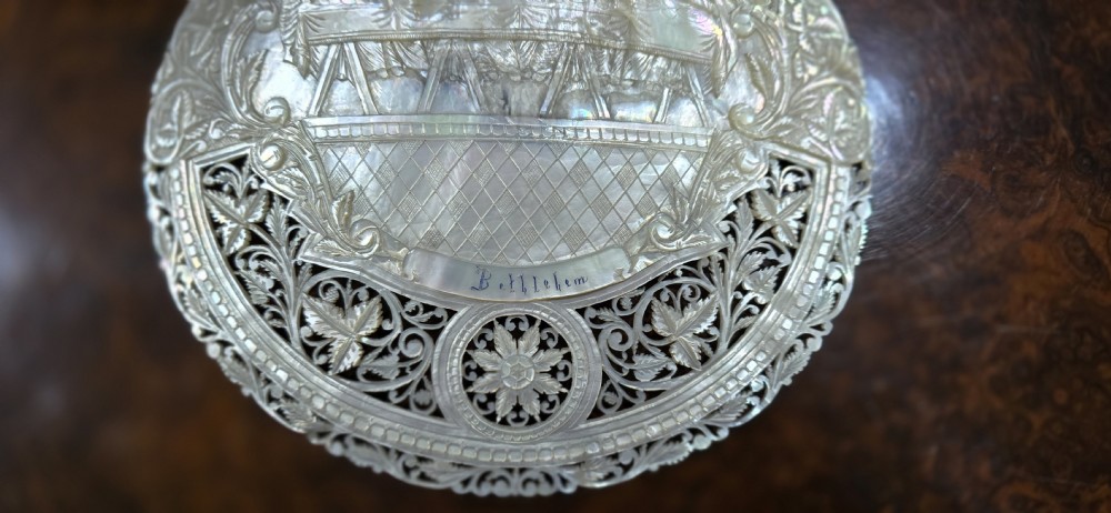 Superb Mother of Pearl Carved Shell View II