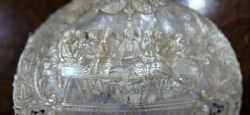 Superb Mother of Pearl Carved Shell View VI