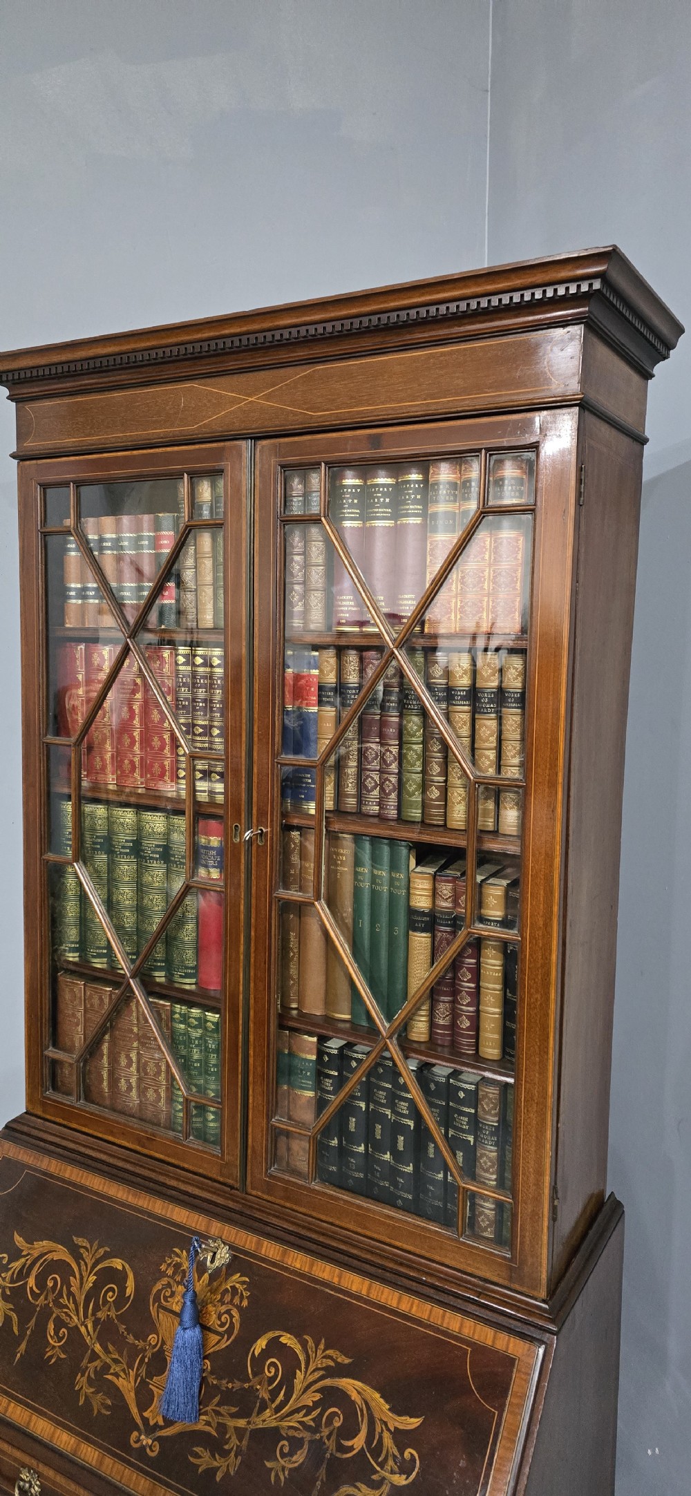 Georgian Inlaid Bureau Bookcase View V