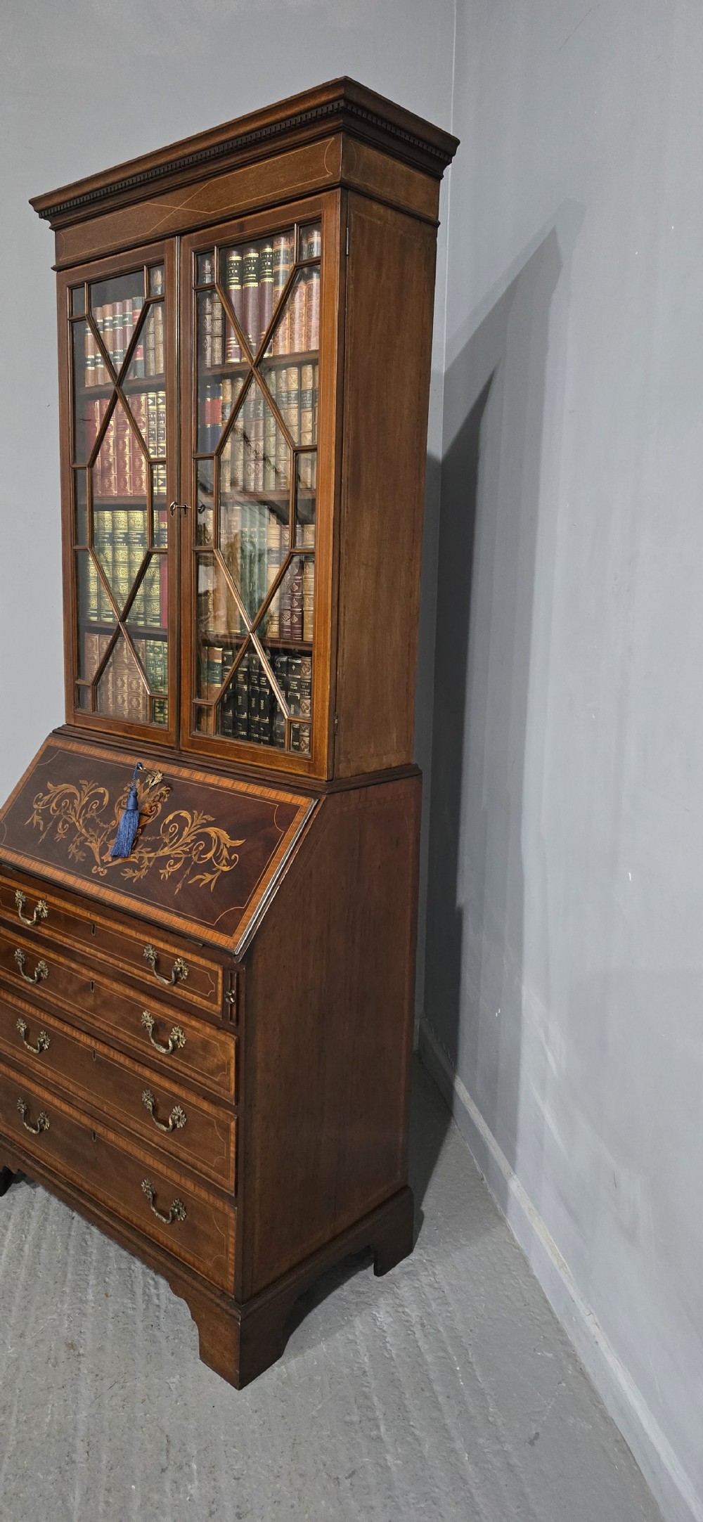 Georgian Inlaid Bureau Bookcase View VII