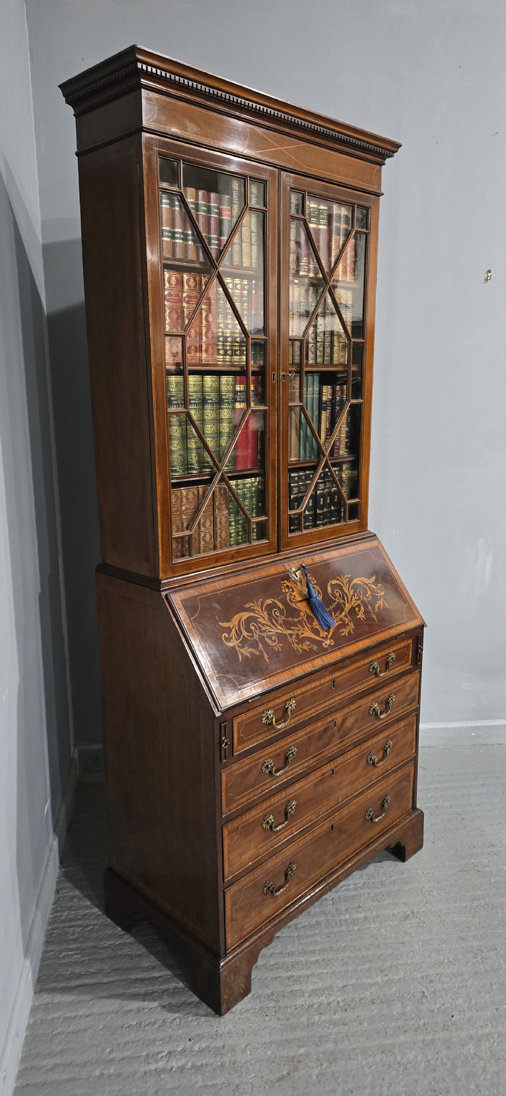 Georgian Inlaid Bureau Bookcase View VIII