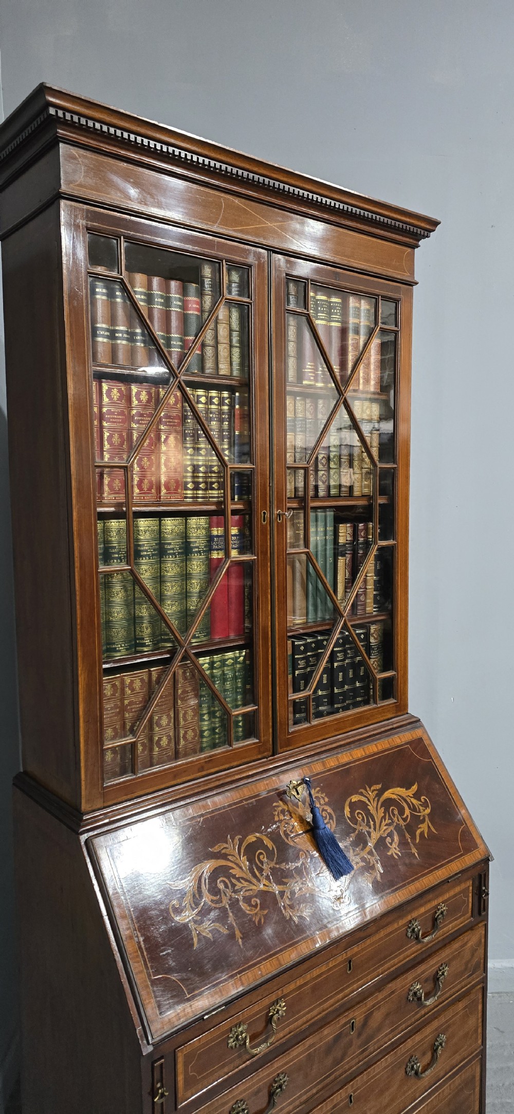 Georgian Inlaid Bureau Bookcase View X