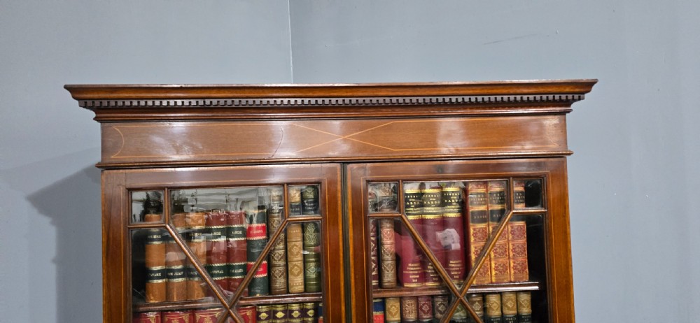 Georgian Inlaid Bureau Bookcase View XI