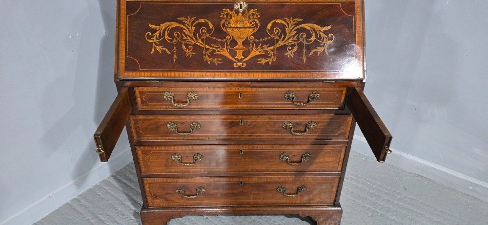 Georgian Inlaid Bureau Bookcase View XVII