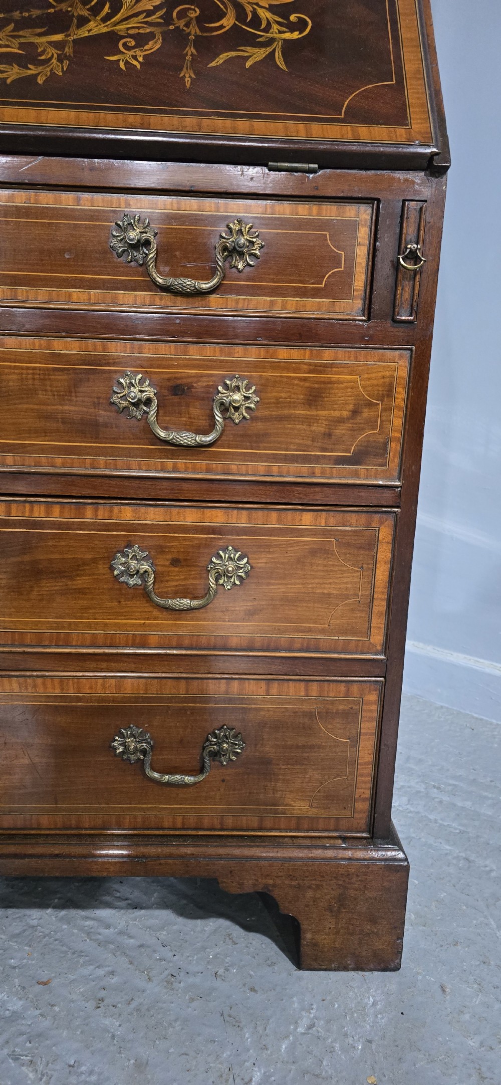 Georgian Inlaid Bureau Bookcase View XIX