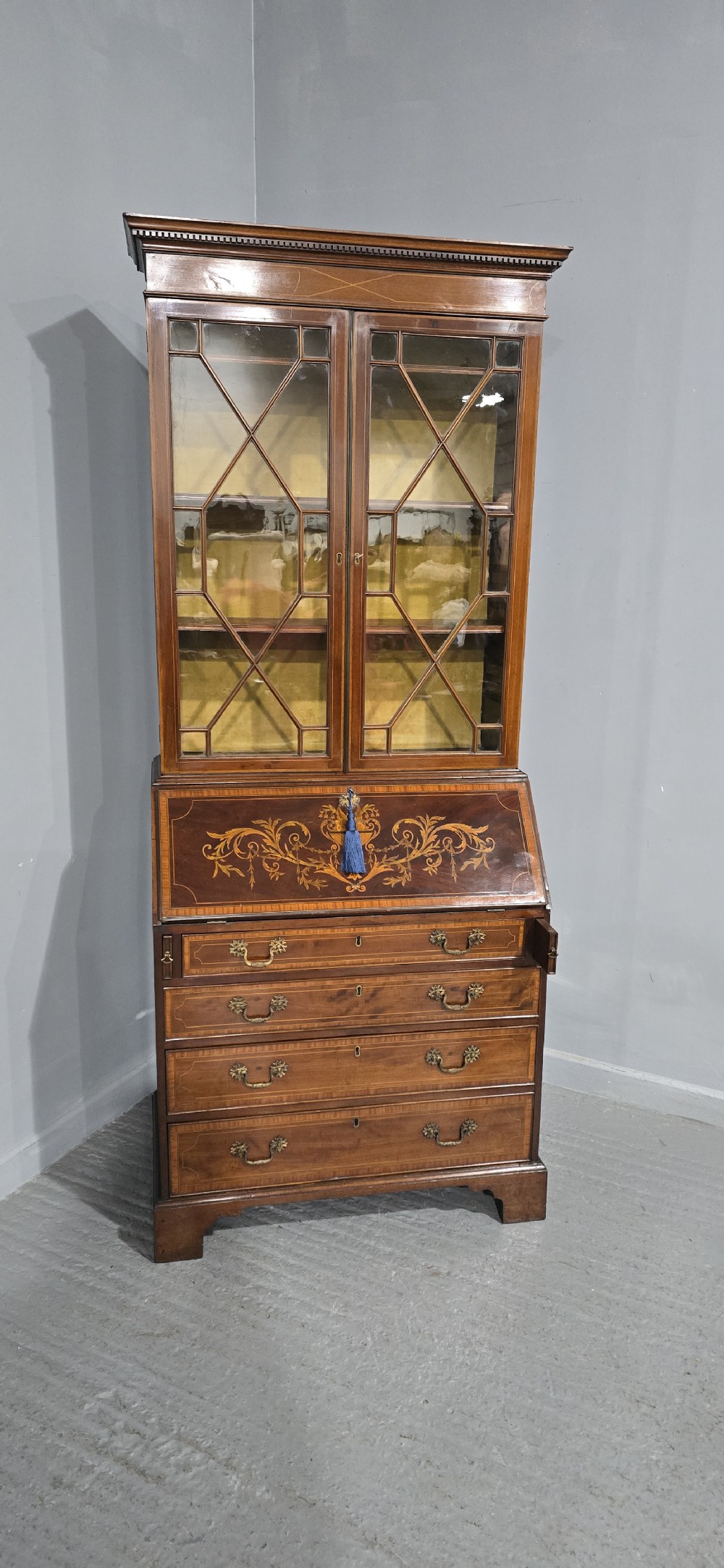 Georgian Inlaid Bureau Bookcase View XXIII
