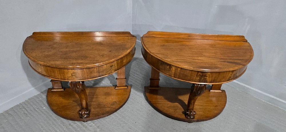 Pair Victorian Mahogany Console Tables View V
