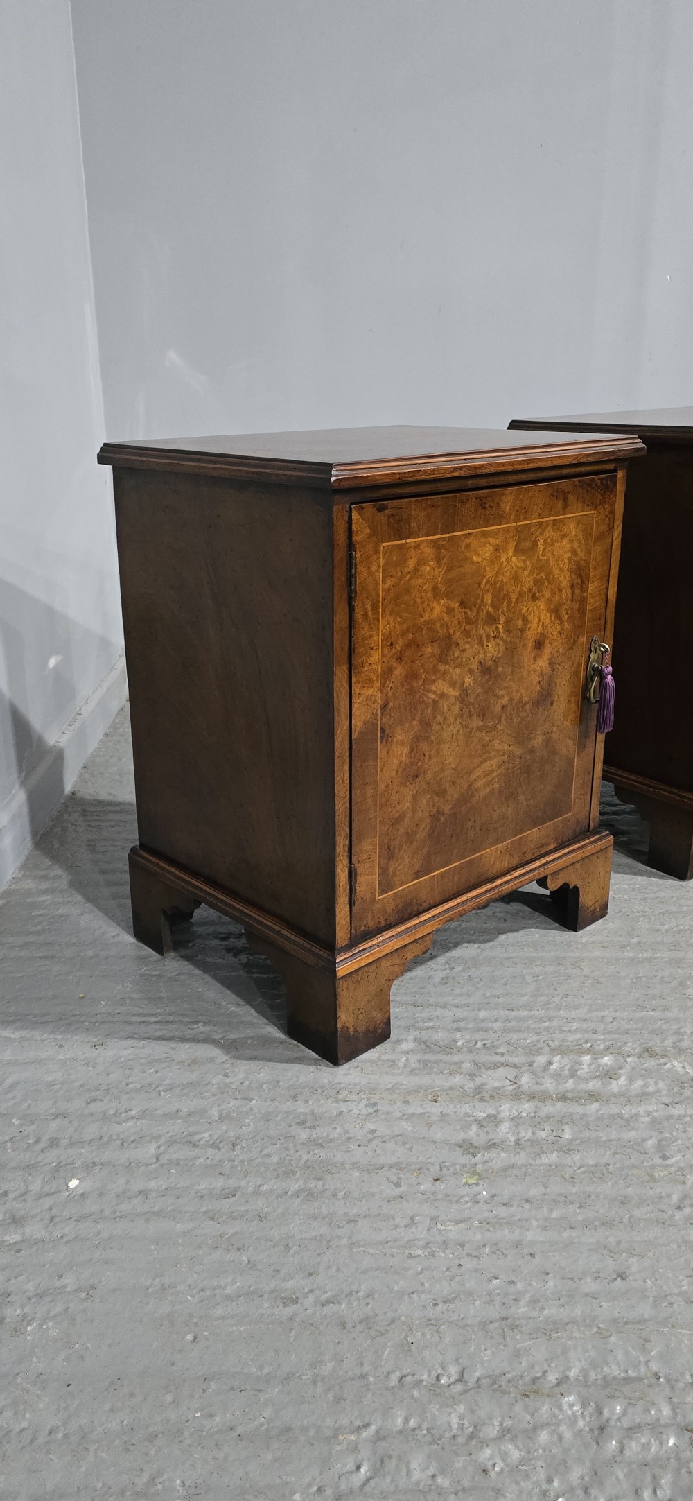 Excelent Quality Pair Burr Walnut Bedside Cabinets View V