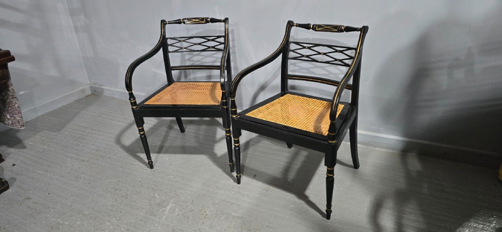 Pair Regency Ebony Side Chairs View II