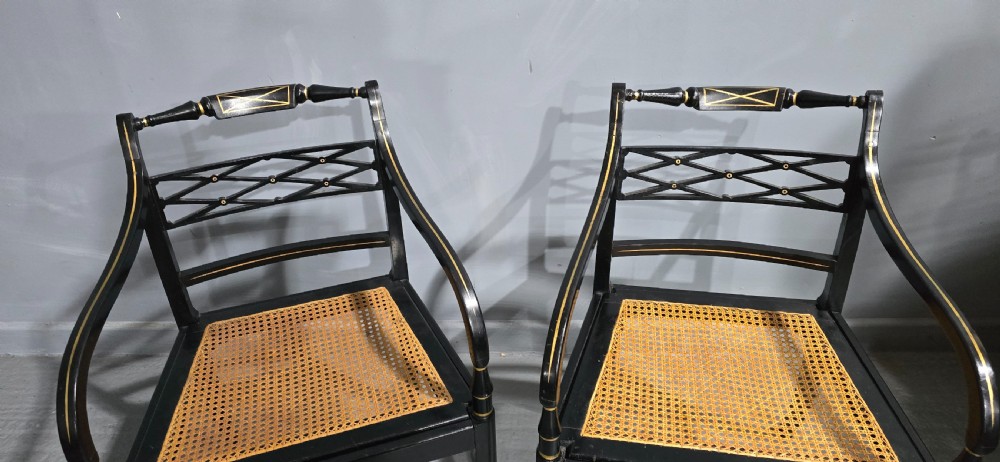 Pair Regency Ebony Side Chairs View III