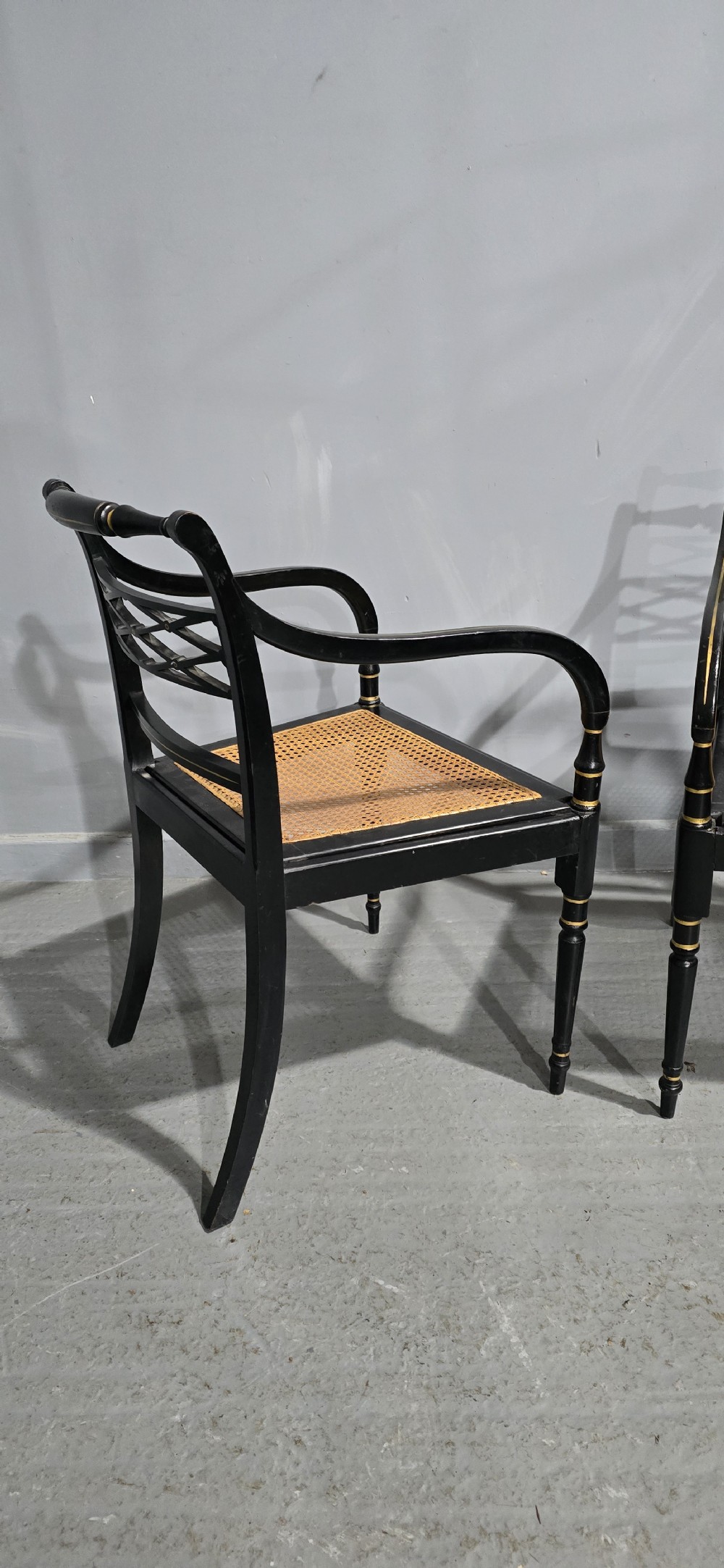 Pair Regency Ebony Side Chairs View VI