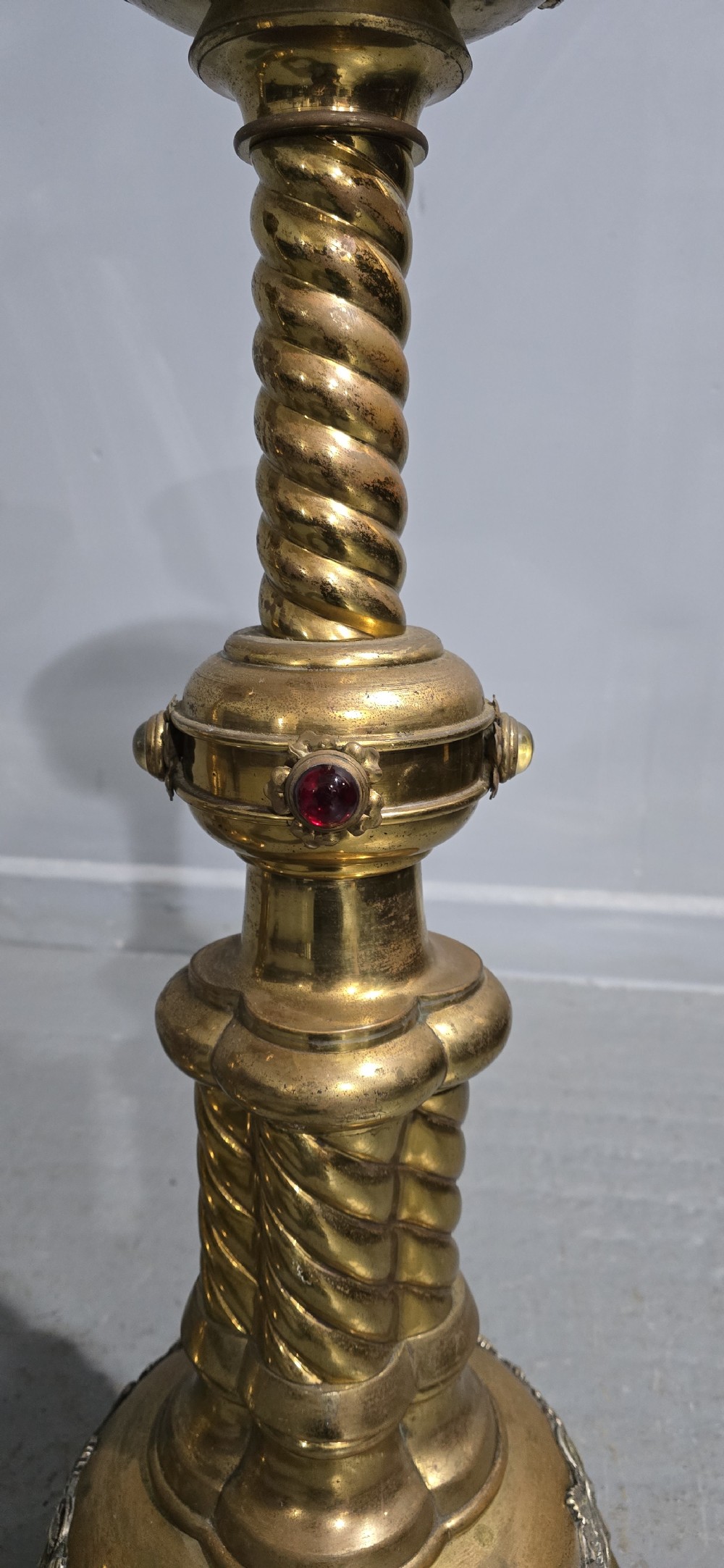Huge Pair Victorian Brass Church Candlesticks View IV