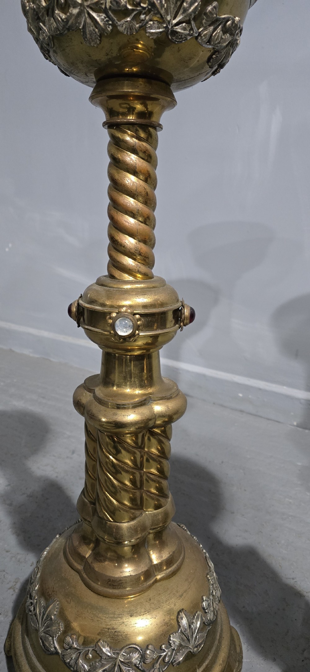 Huge Pair Victorian Brass Church Candlesticks View V