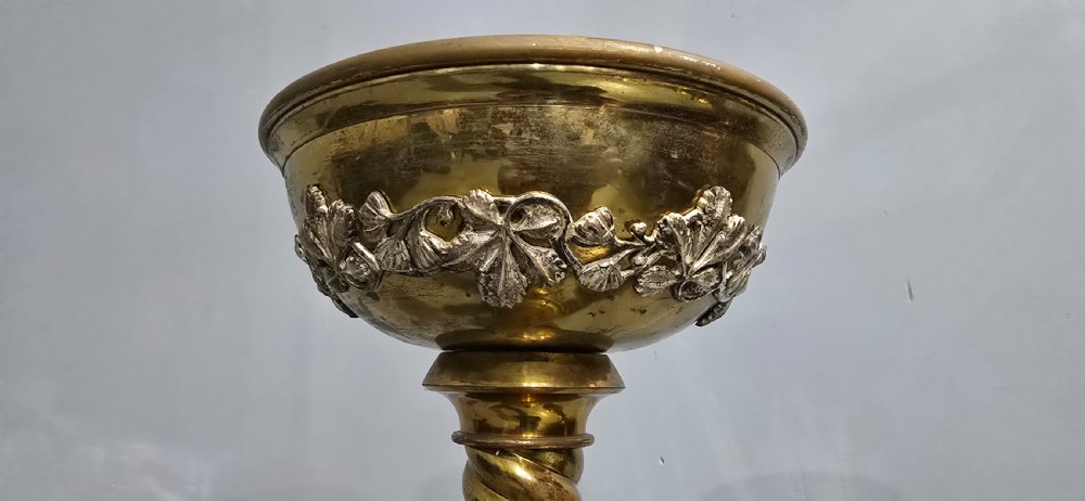 Huge Pair Victorian Brass Church Candlesticks View VIII