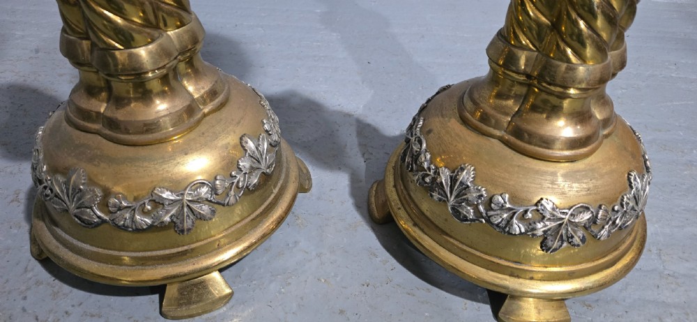 Huge Pair Victorian Brass Church Candlesticks View X
