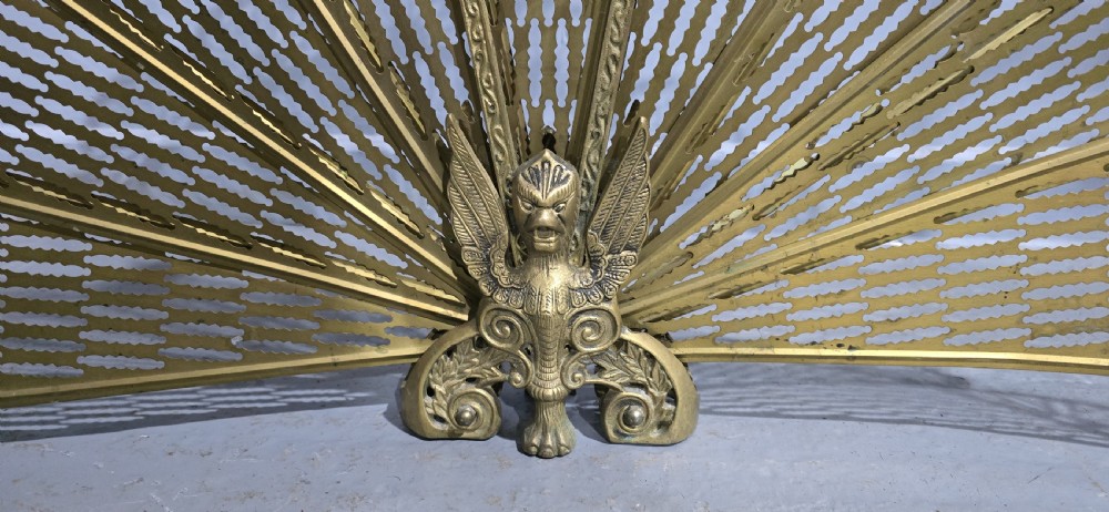 Brass Peacock Fire Screen View III