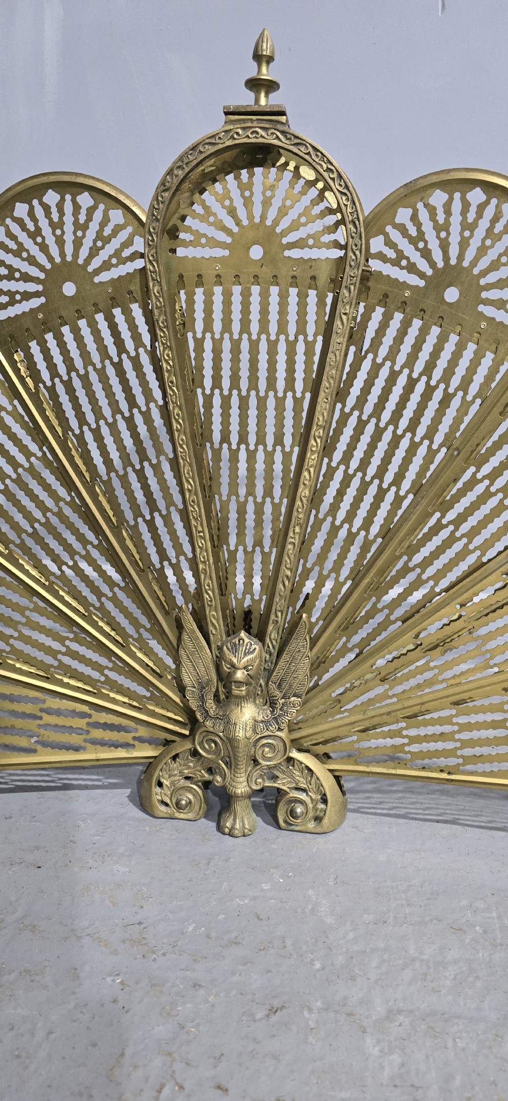 Brass Peacock Fire Screen View IV