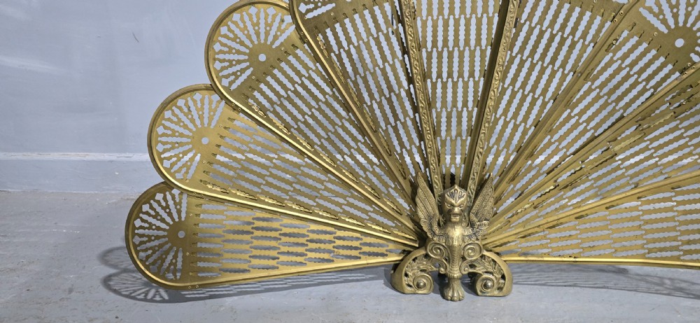Brass Peacock Fire Screen View V