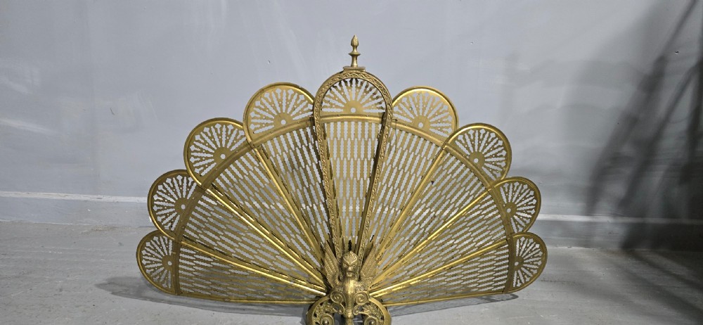 Brass Peacock Fire Screen View VI