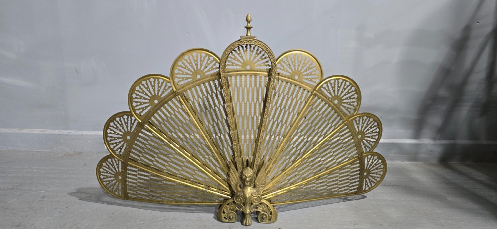 Brass Peacock Fire Screen View VII