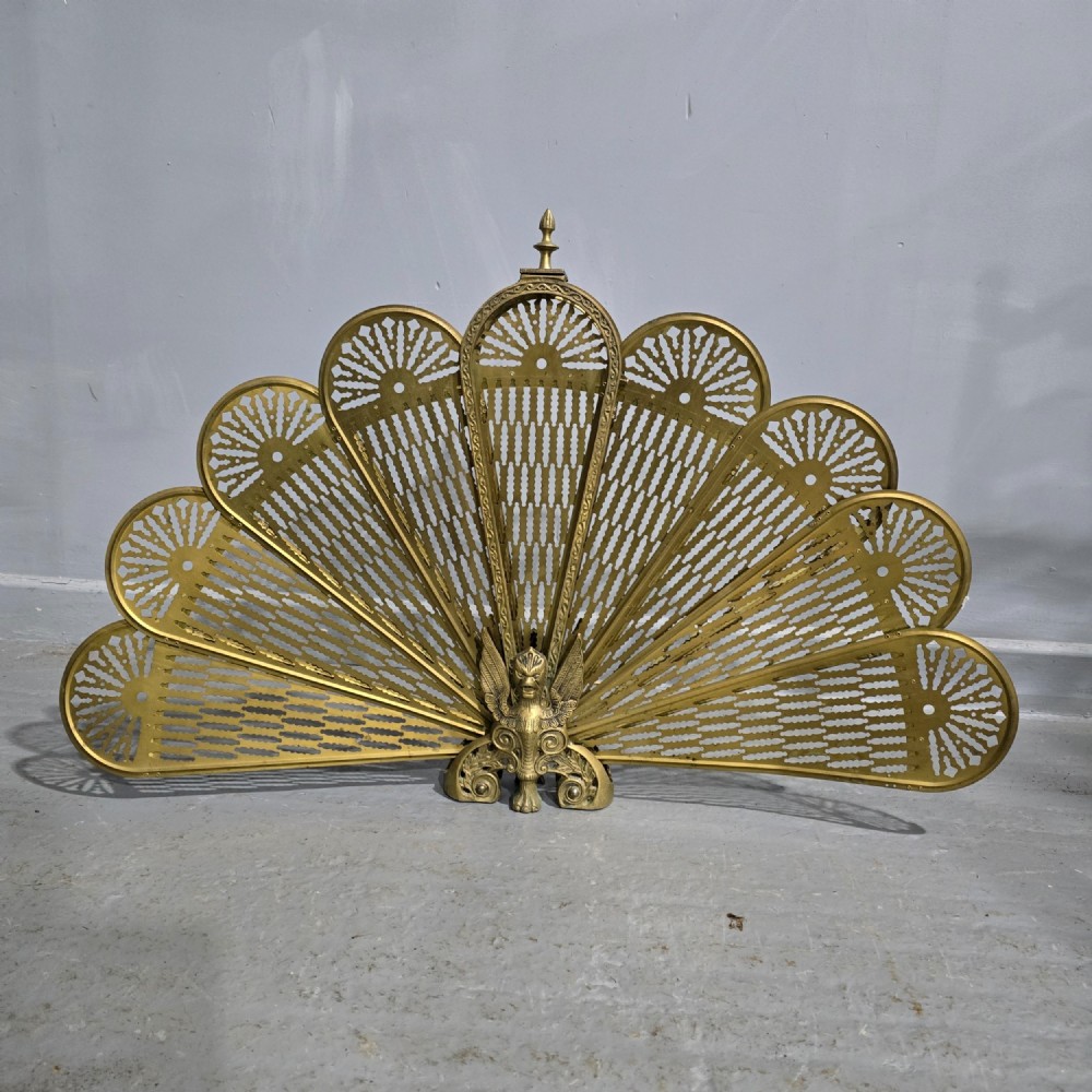 Brass Peacock Fire Screen