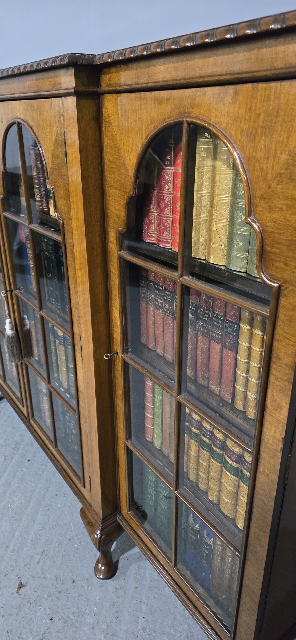 Queen Anne Walnut Adjustable Library Bookcase View IX